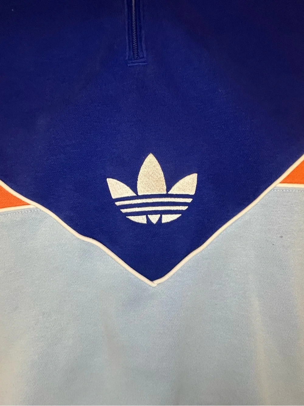 Adidas Originals Large Adicolor 1/4 Zip Color block Crew Sweatshirt IB3144